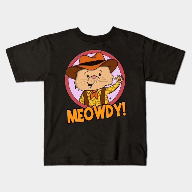 Meowdy! Kids T-Shirt by GarryVaux